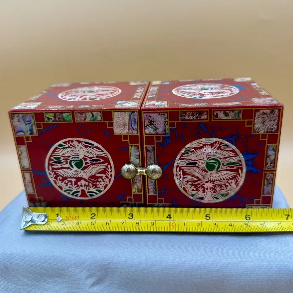 Vintage Korean Najeonchilgi Style Jewelry Box 4 Drawers Phoenix Mother of Pearl